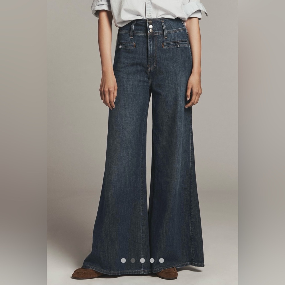 Anthropologie Wide-Leg Dark Blue Jeans
